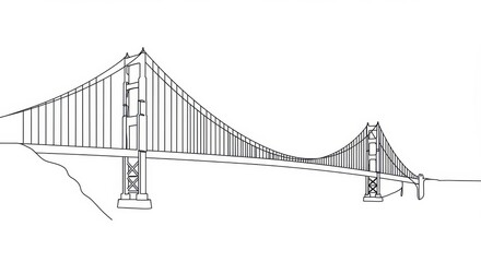 Golden Gate Bridge Line Drawing Illustration