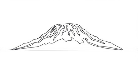 Simplified Line Drawing of Mount Kilimanjaro