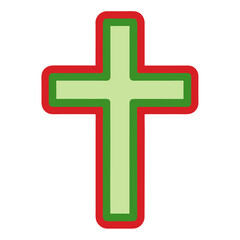 Fototapeta premium Fresh Green Easter Cross. Simple, Clean and Modern Vector flat icon hope holy faith bunny 