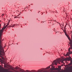 beautiful border frame of sakura tree background, copy space image