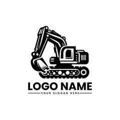 Excavator Vector Logo | Heavy Equipment Illustration | Construction Machinery Emblem