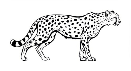 Fototapeta premium Simplified Cheetah Line Drawing Illustration