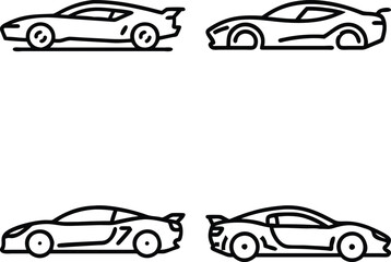 Fototapeta premium Set with Modern, Classic, Sports, Electric, Vintage, and Luxury Vehicles in Flat Design for Auto Industry, Transportation, and Illustration