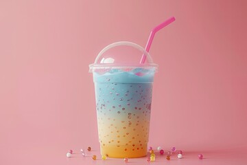 Flawless Visual of Bubble Tea Beverage Container Mockup Design