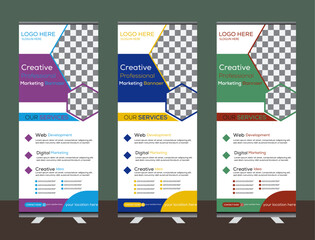  Modern Business Roll-Up Banner Design Creative Roll-Up Banner for Events & Promotions Elegant Roll-Up Display for Trade Shows Professional Roll-Up Banner with Sleek Design Customizable Roll-Up