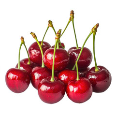 Pile of Red Cherries on Transparent PNG Background