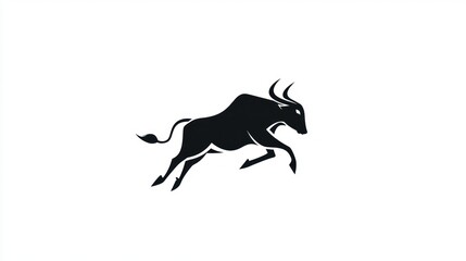 Black silhouette of a bull in a dynamic running pose
