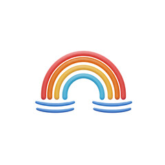 Fototapeta premium Curved Rainbow Reflection Line Icon with Water Ripples