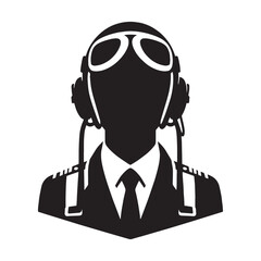 Passenger Flight Pilot silhouette, ensuring comfort and safety - Pilot illustration - Minimalist Pilot vector - Profession silhouette
