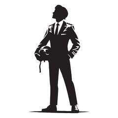 Bold Pilot silhouette, exploring the skies with precision - Pilot illustration - Minimalist Pilot vector - Profession silhouette
