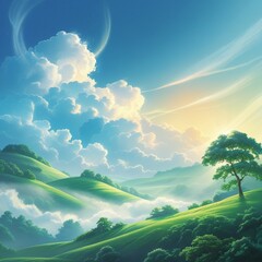 Fototapeta premium landscape with clouds