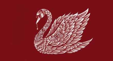 Fototapeta premium Graceful Swan in Chinese Paper Cut