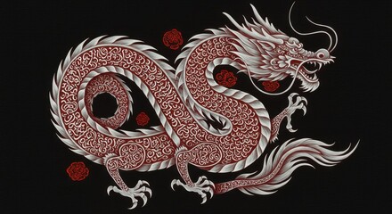 Obraz premium Mystical Dragon in Chinese Paper Art