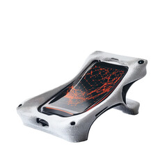 Abstract Smartphone In White Case With Glowing Red Particles Transparent PNG Background