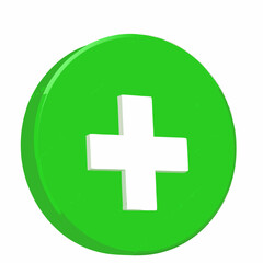 Obraz premium rendering 3D illustration Green cross icon isolated white background