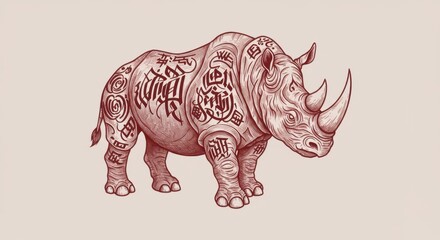 Fototapeta premium Chinese Paper Art Rhinoceros