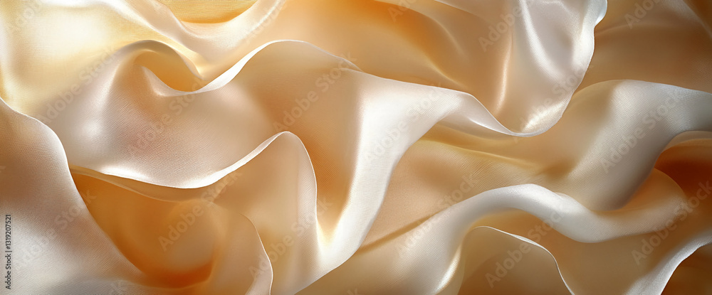 Poster soft beige fabric texture, draped in gentle waves, showcasing a luxurious and elegant feel, ideal fo