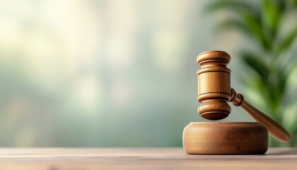 A wooden gavel rests on a table, symbolizing justice and legal proceedings.