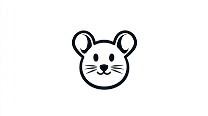 Fototapeta premium Simple mouse head graphic on white background. Possible use Children's book illustration