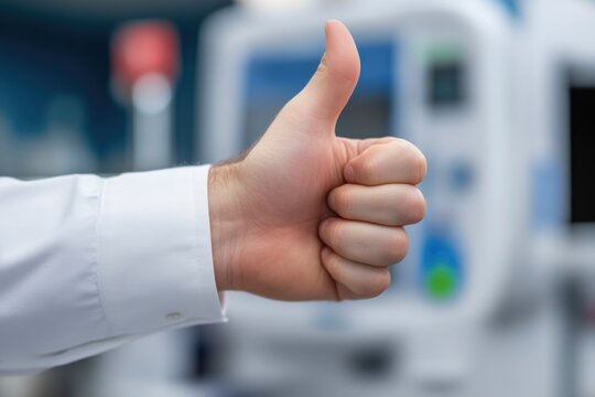 Hand Giving Thumbs Up After Blood Donation