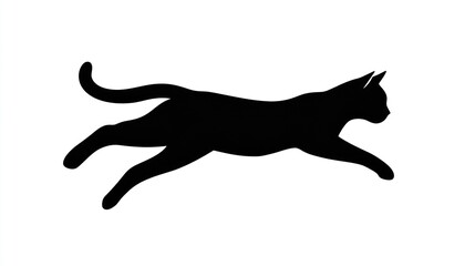 Fototapeta premium Running cat silhouette on white background. Possible use for print media or web design