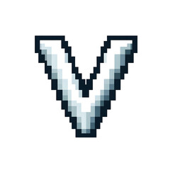 Fototapeta premium A stylized pixel art illustration of the letter V, on white background