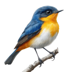 Blue fronted Redstart bird isolated on transparent background 