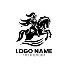 knighriding horse logo vector Knight Riding Horse Vector Logo | Medieval Warrior Emblem | Historic Cavalry Illustration
