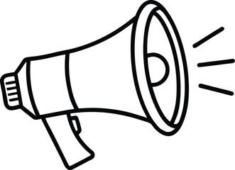 megaphone line art vector, hand holding megaphone silhouette vector illustration