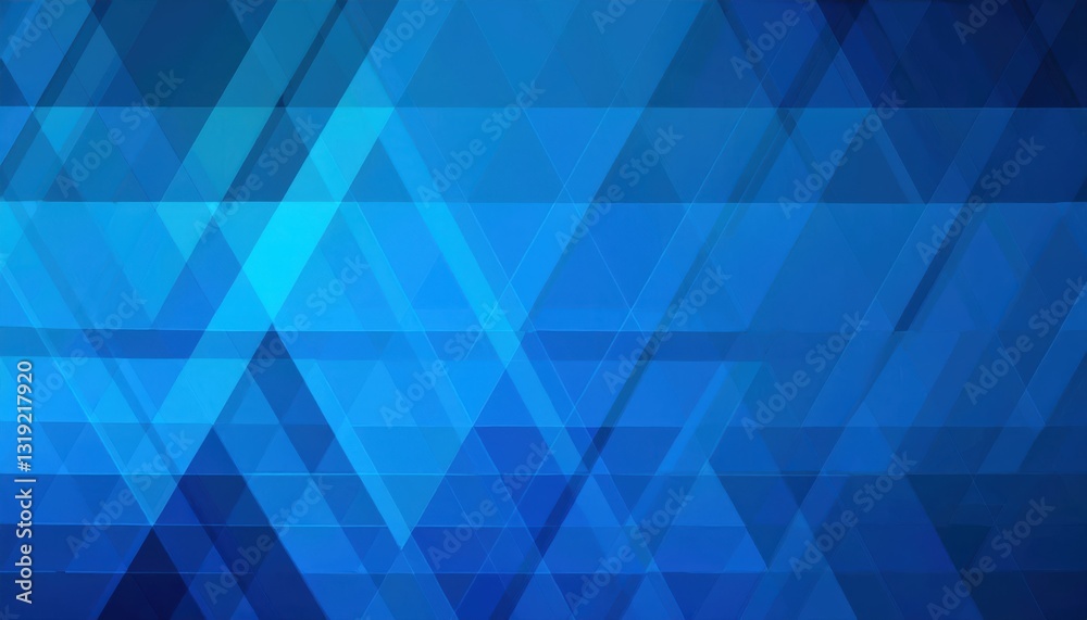 Poster abstract geometric blue triangle pattern with layered transparency, modern digital background for te