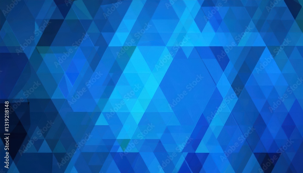 Leinwandbilder abstract geometric blue triangle pattern with layered transparency, modern digital background for technology and business design