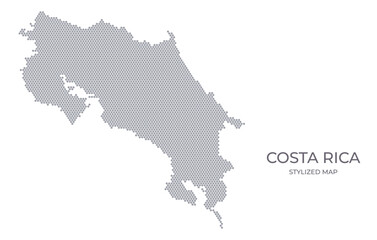 Stylized map of the Costa Rica made from hexagons