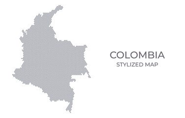 Stylized map of the Colombia made from hexagons
