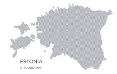 Stylized map of the Estonia made from hexagons