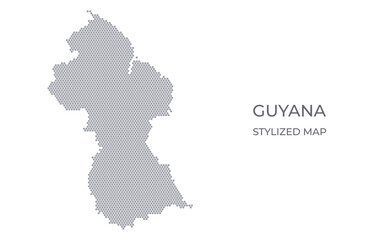 Stylized map of the Guyana made from hexagons