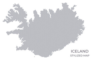 Stylized map of the Iceland made from hexagons