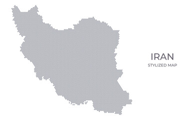 Stylized map of the Iran made from hexagons