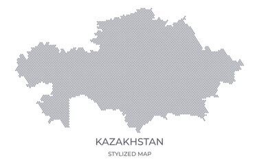 Stylized map of the Kazakhstan made from hexagons