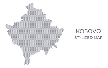 Stylized map of the Kosovo made from hexagons