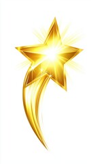 Obraz premium Bright Golden Star with Sparkling Effects and Shimmering Trail