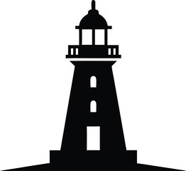 lighthouse tower silhouette, lighthouse tower icon vector design