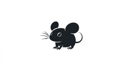 Cute mouse silhouette, white background, children's book illustration
