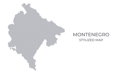 Stylized map of the Montenegro made from hexagons