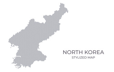 Stylized map of the North Korea made from hexagons