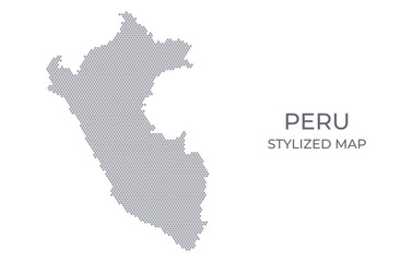 Stylized map of the Peru made from hexagons