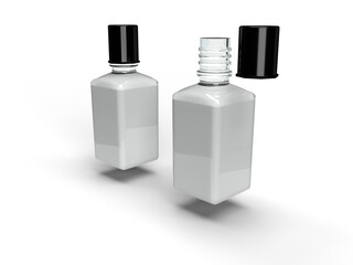 Minimalist Square Glass Bottle with Black Cap Transparent png image.