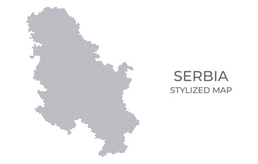 Stylized map of the Serbia made from hexagons