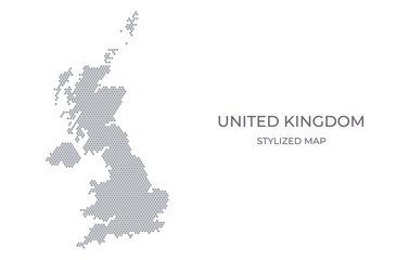 Obraz premium Stylized map of the United Kingdom made from hexagons