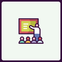 Iconic representation of teaching in classroom or business environment