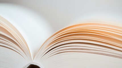 Open book with soft pages, warm lighting highlighting text, inviting for reading or studying, perfect for educational context.